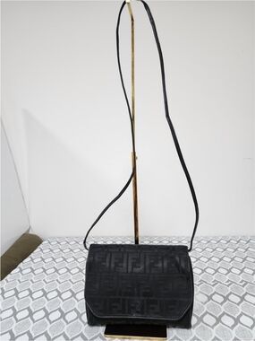 Fendi Vintage Zucchino FF Crossbody Bag Black